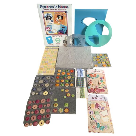 Memories In Motion Scrapbook Kit With BoBunny Stickers & Buttons - Picture 1 of 13